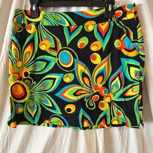 Loudmouth Ladies Skort Size 10 Floral Golf Skirt Mini Shagadelic Psychedelic 70s